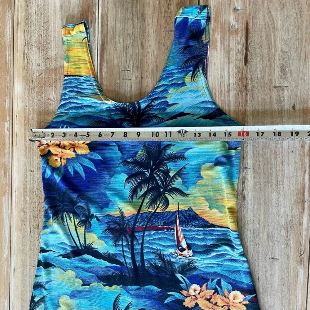 Tropical Blue Swim Cover Up Dress Xl